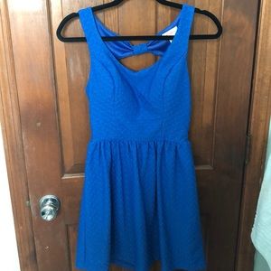 Blue Lattice Texture Bow Back Dress